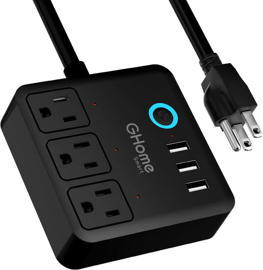 Power Strip with 3 Wifi Outlets & 3 USB, Alexa & Google Home Compatible, ETL Listed Surge Protector Power Strip, App & Timer Control, Ideal for Lamps, Coffee Makers & Office (2.4Ghz Only)